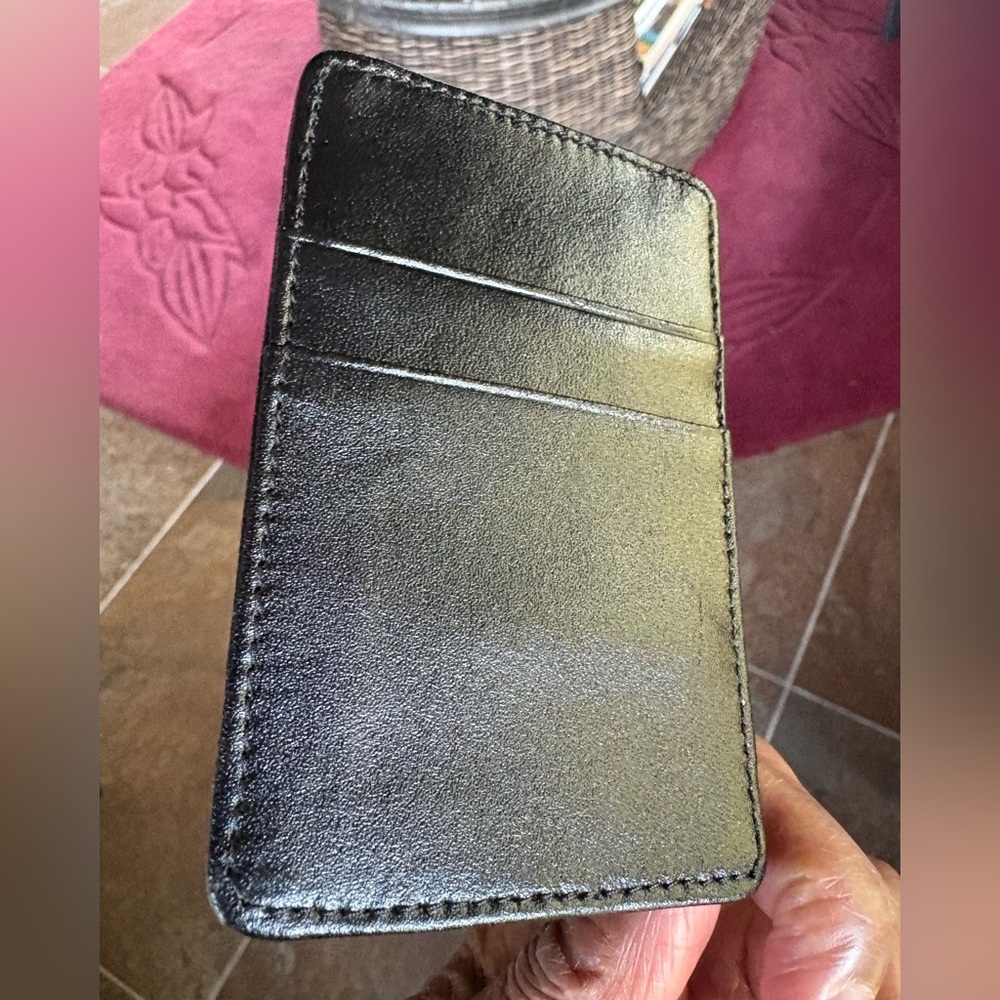 ๐ Leather Card Holder Slim Blk Wallet by Wonder Wallet w Pockets & Straps. NIB - Picture 6 of 7